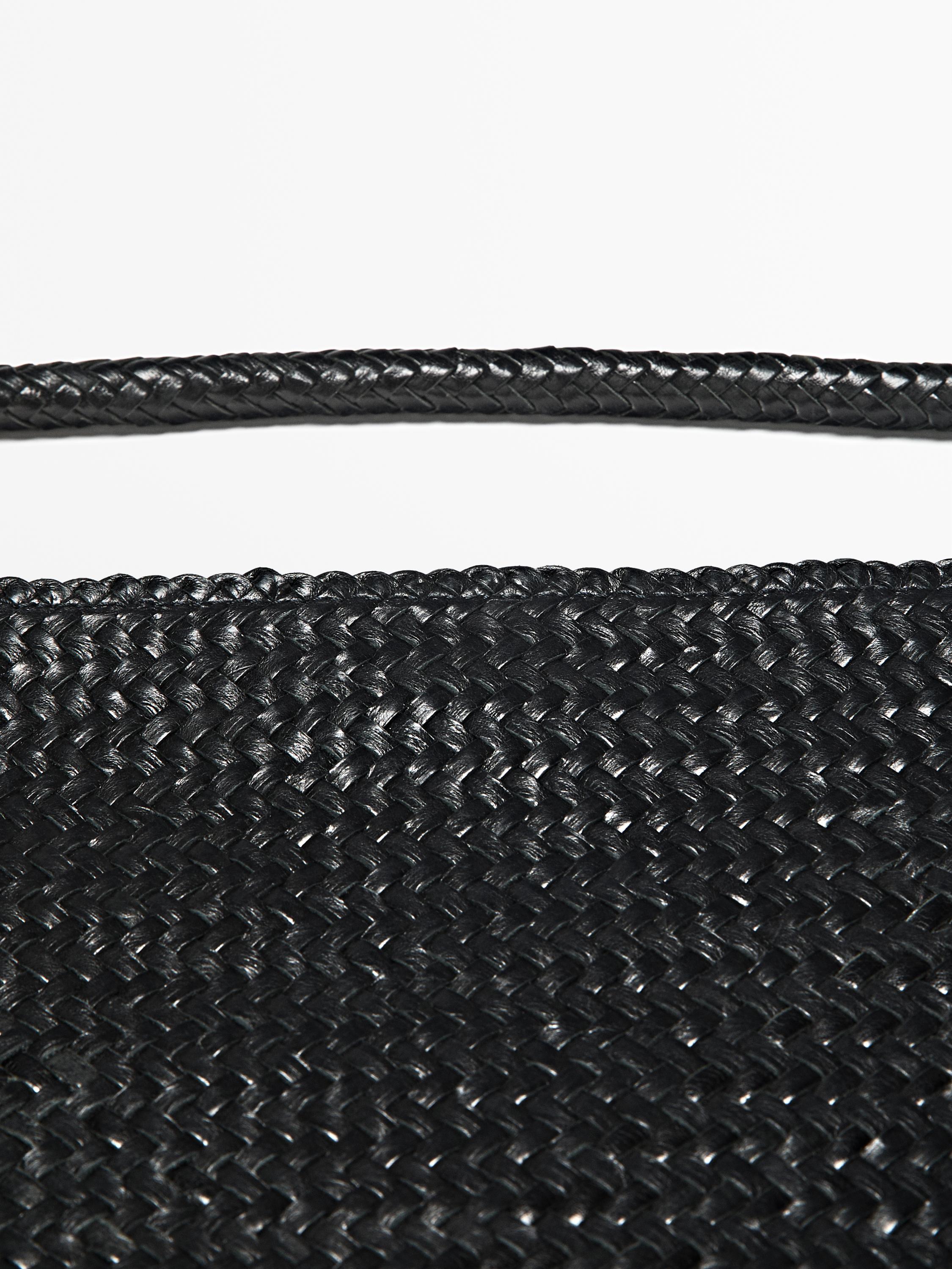 Mid-sized braided leather shoulder bag